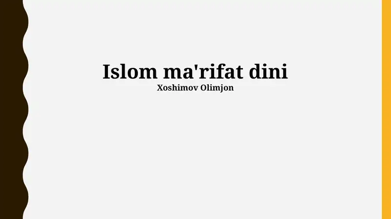 Islom ma'rifat dini