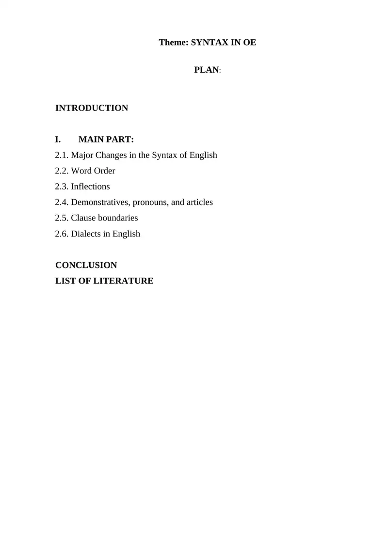 Syntax in OE
