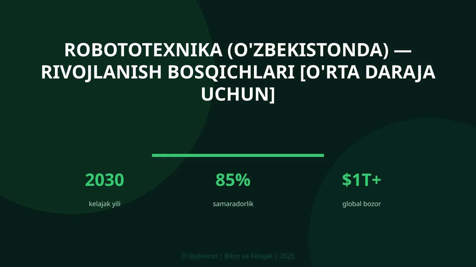 Robototexnika (O'zbekistonda) — rivojlanish bosqichlari [o'rta daraja uchun]