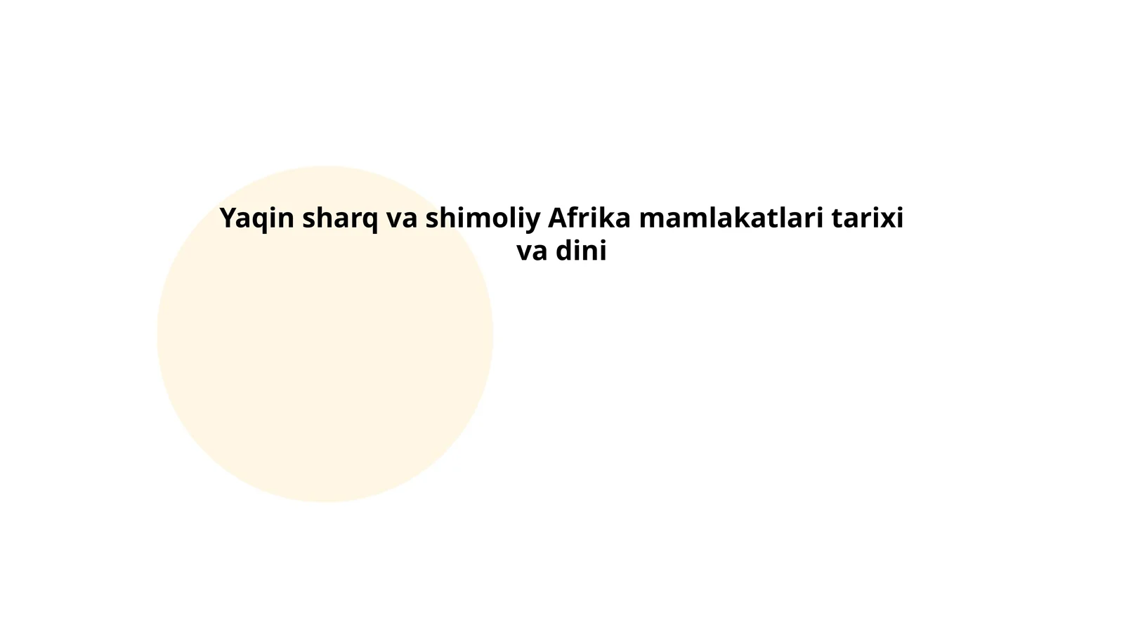 Yaqin sharq va shimoliy Afrika mamlakatlari tarixi va dini