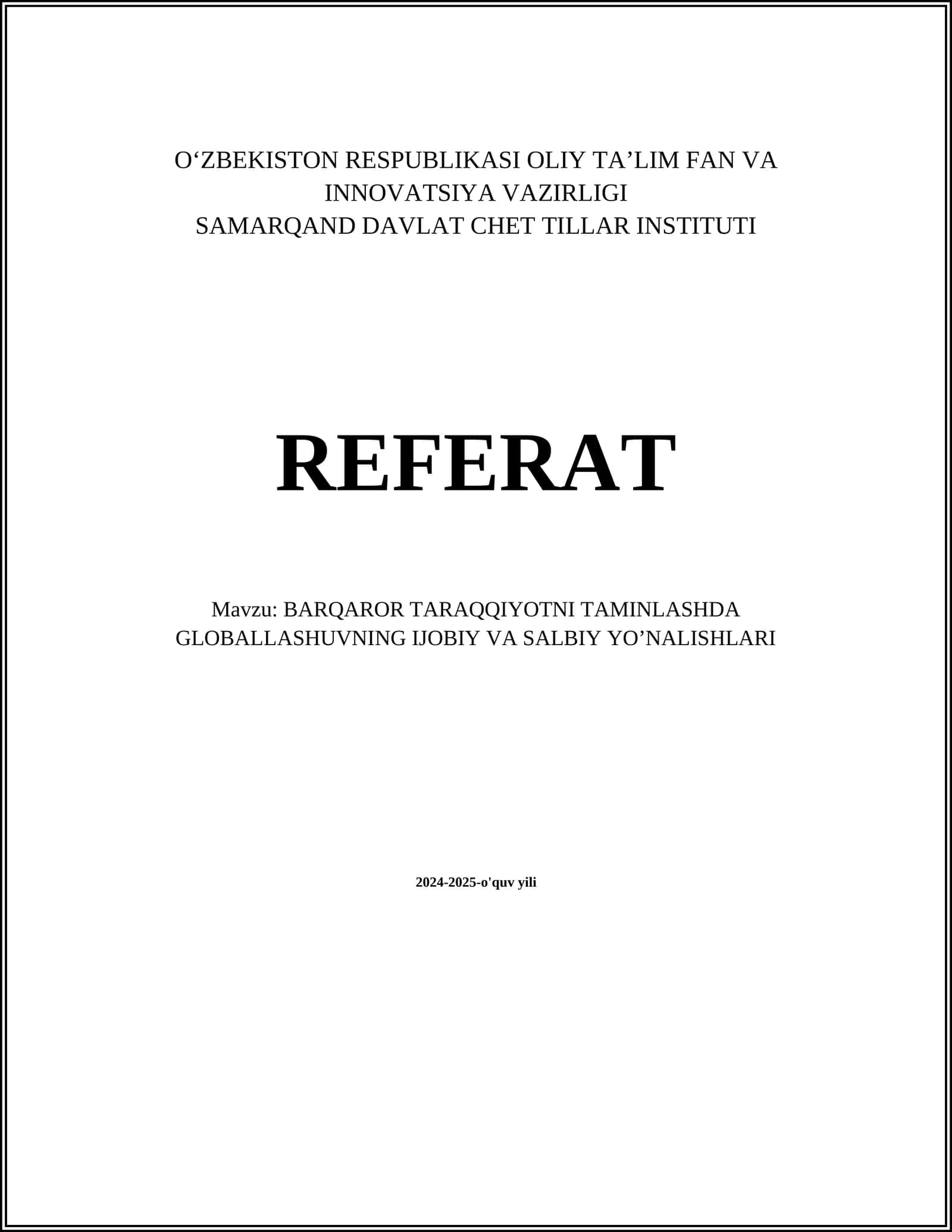 GLOBALIZATSIYA