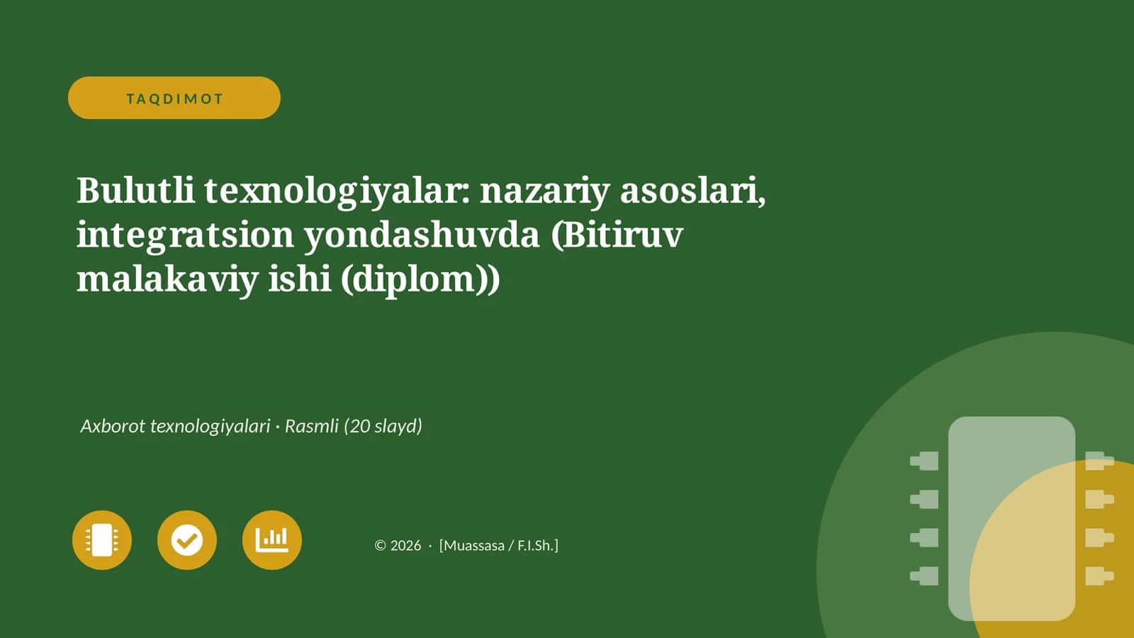 Bulutli texnologiyalar: nazariy asoslari, integratsion yondashuvda (Bitiruv malakaviy ishi (diplom))