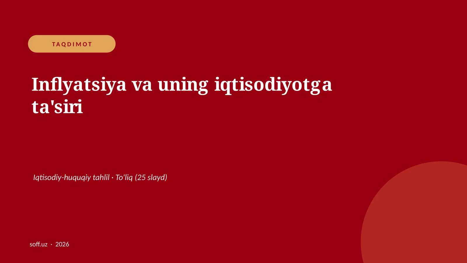 Inflyatsiya va uning iqtisodiyotga ta'siri