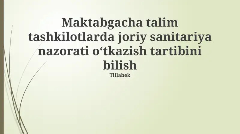 Joriy sanitariya nazorati oʻtkazish tartibi