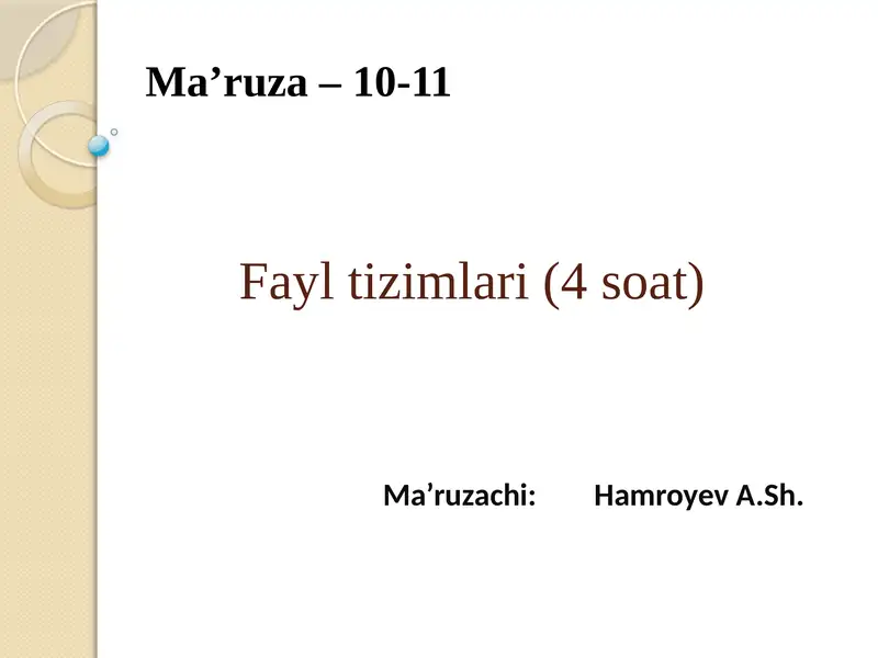 Fayltizimlari(4soat)