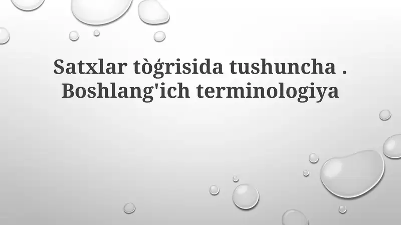 Boshlangʻich terminologiya