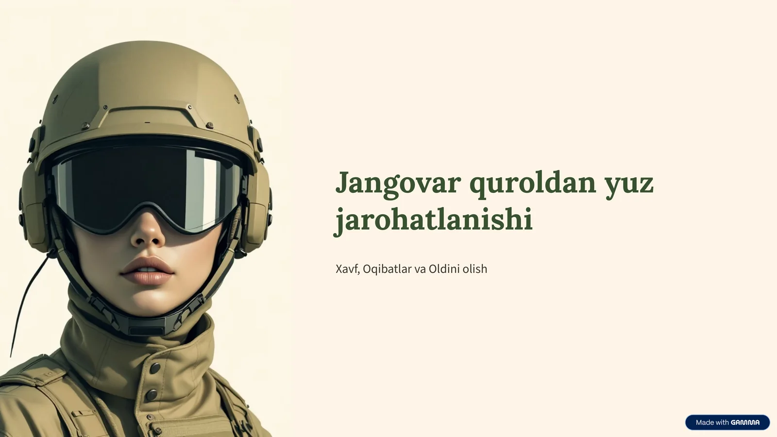 Jangovar quroldan yuz jarohatlanishi