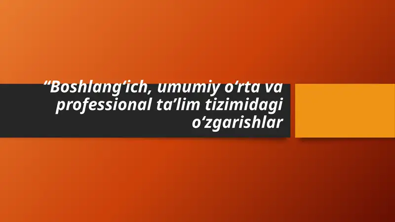Boshlang‘ich ta’lim tizimi
