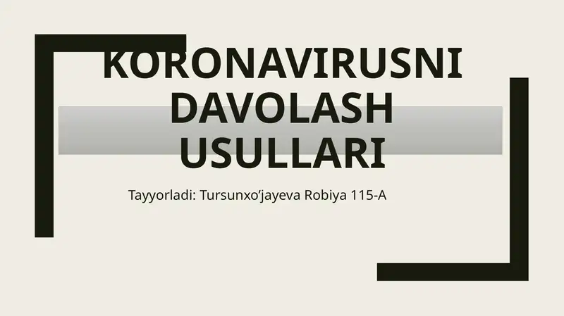 Koronavirusni davolash usullari