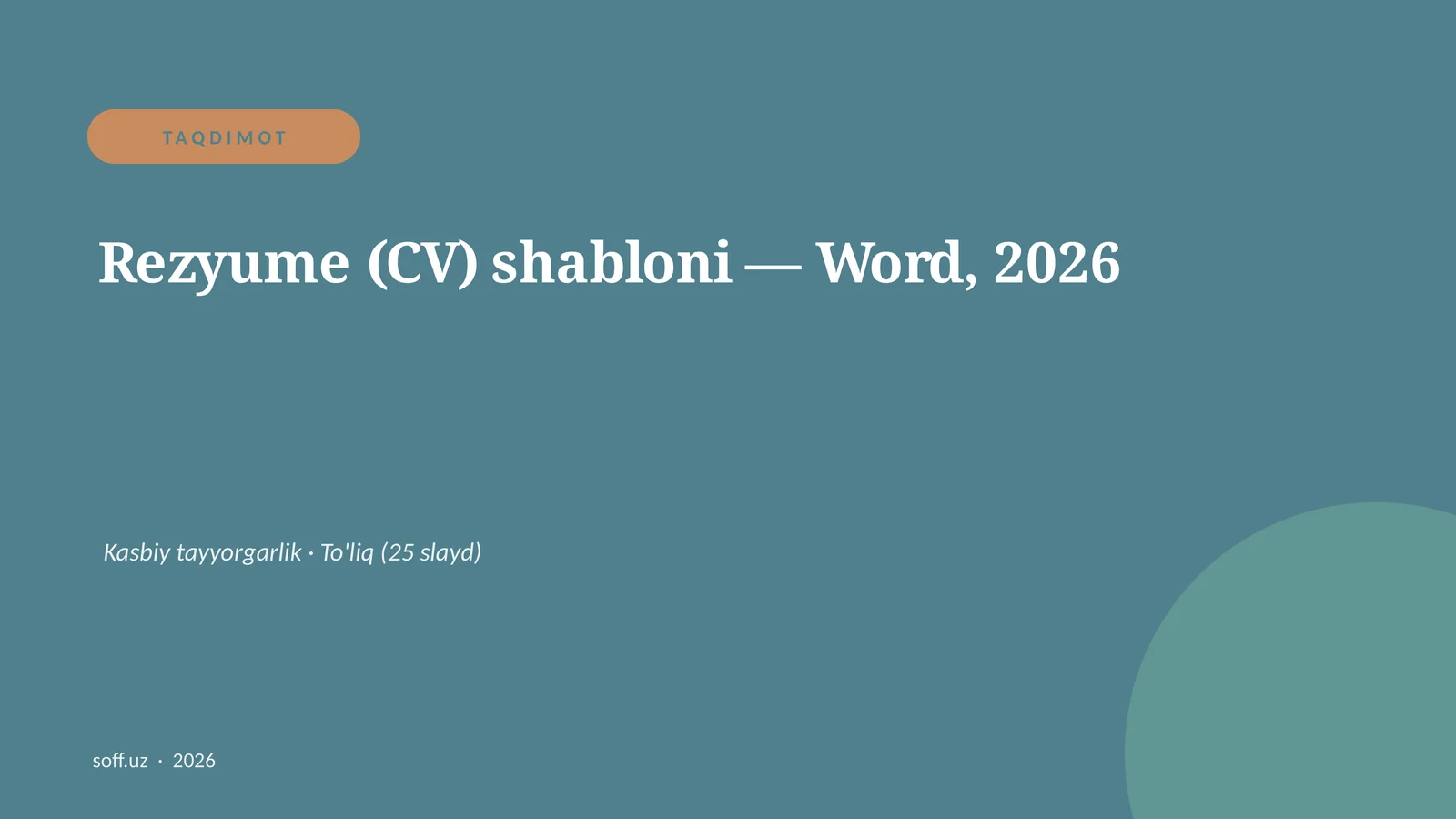 Rezyume (CV) shabloni — Word, 2026