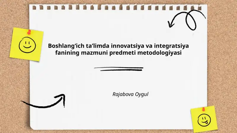 Boshlangʻich taʼlimda innovatsiya va integratsiya fanining mazmuni predmeti metodologiyasi