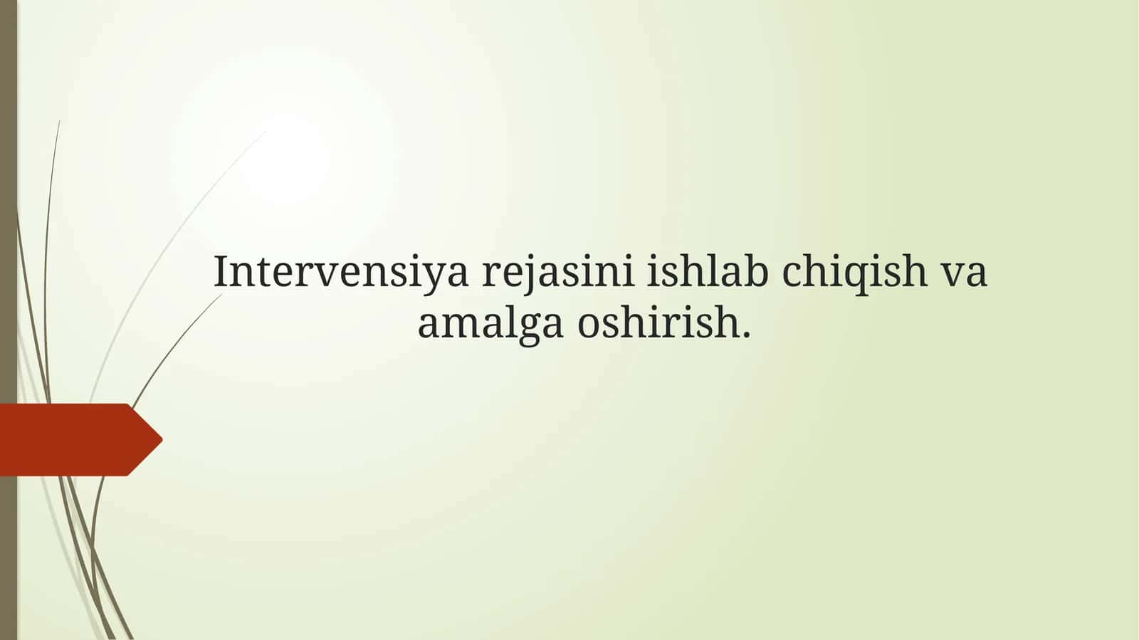 Intervensiya rejasini ishlab chiqish va amalga oshirish