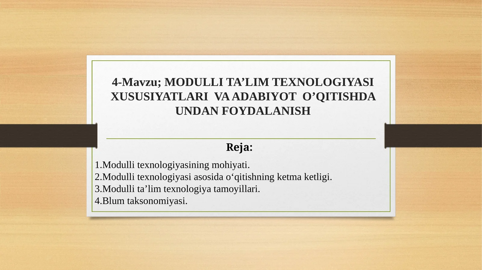 MODULLI TA’LIM TEXNOLOGIYASI XUSUSIYATLARI VA ADABIYOT O’QITISHDA UNDAN FOYDALANISH
