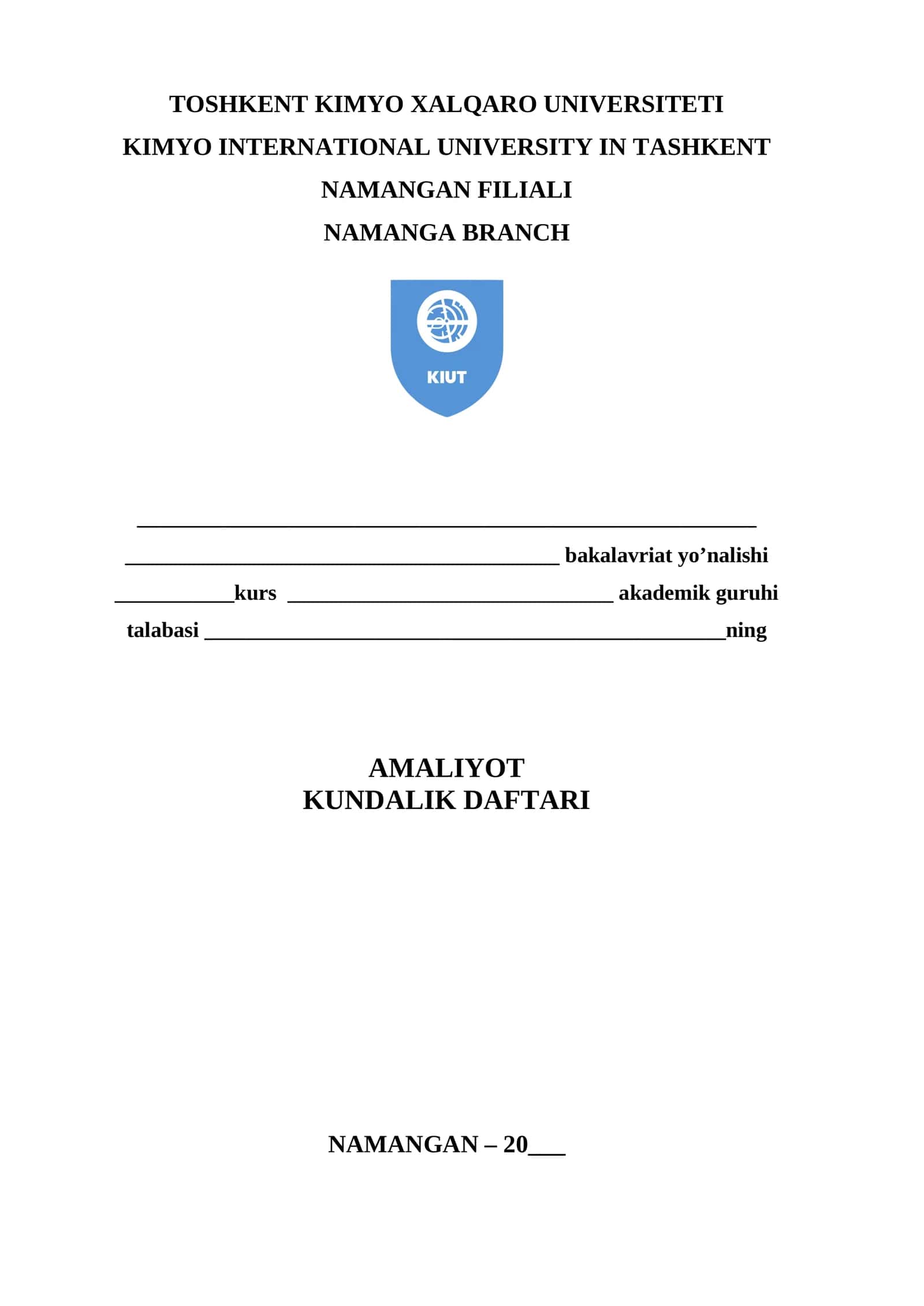 AMALIYOT KUNDALIK DAFTARI