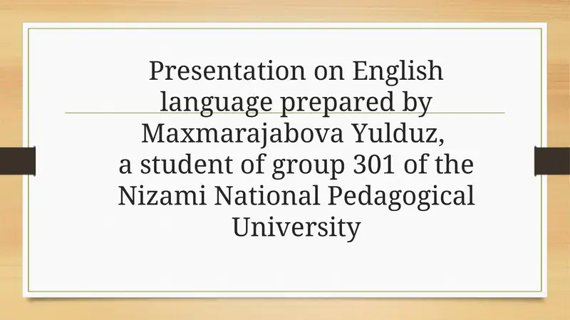 Presentation on English language