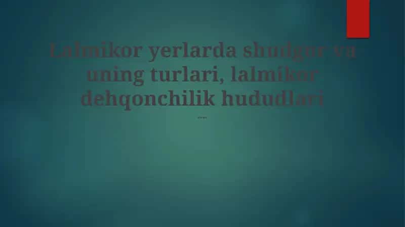 Sug'orish tizimlarining taqqoslash tahlili