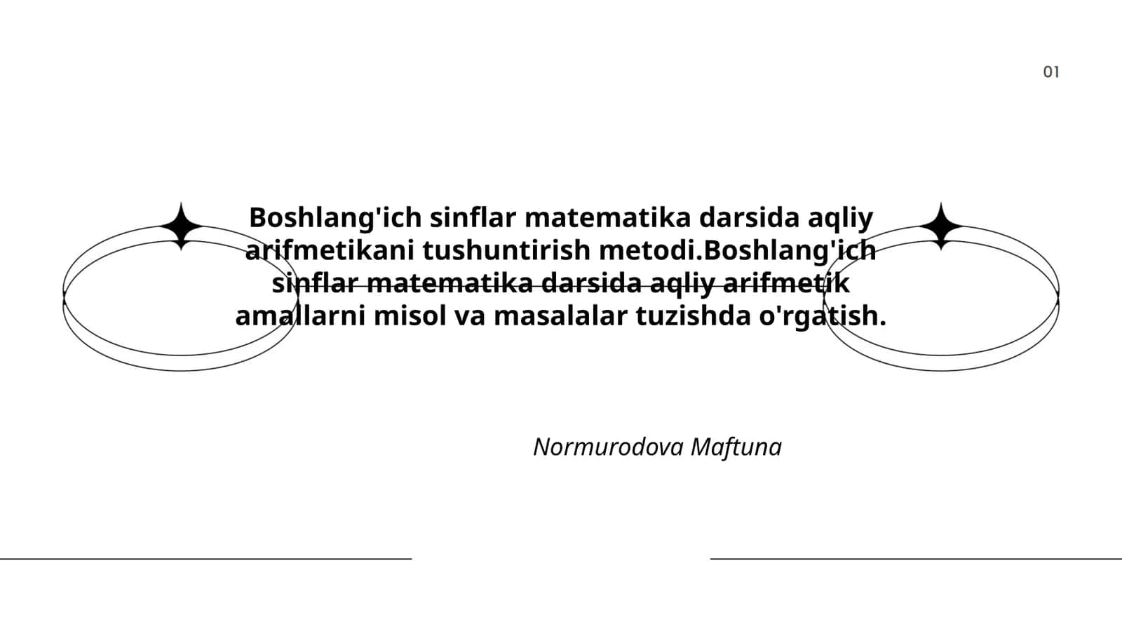 Boshlang'ich sinflar matematika darsida aqliy arifmetikani tushuntirish metodi