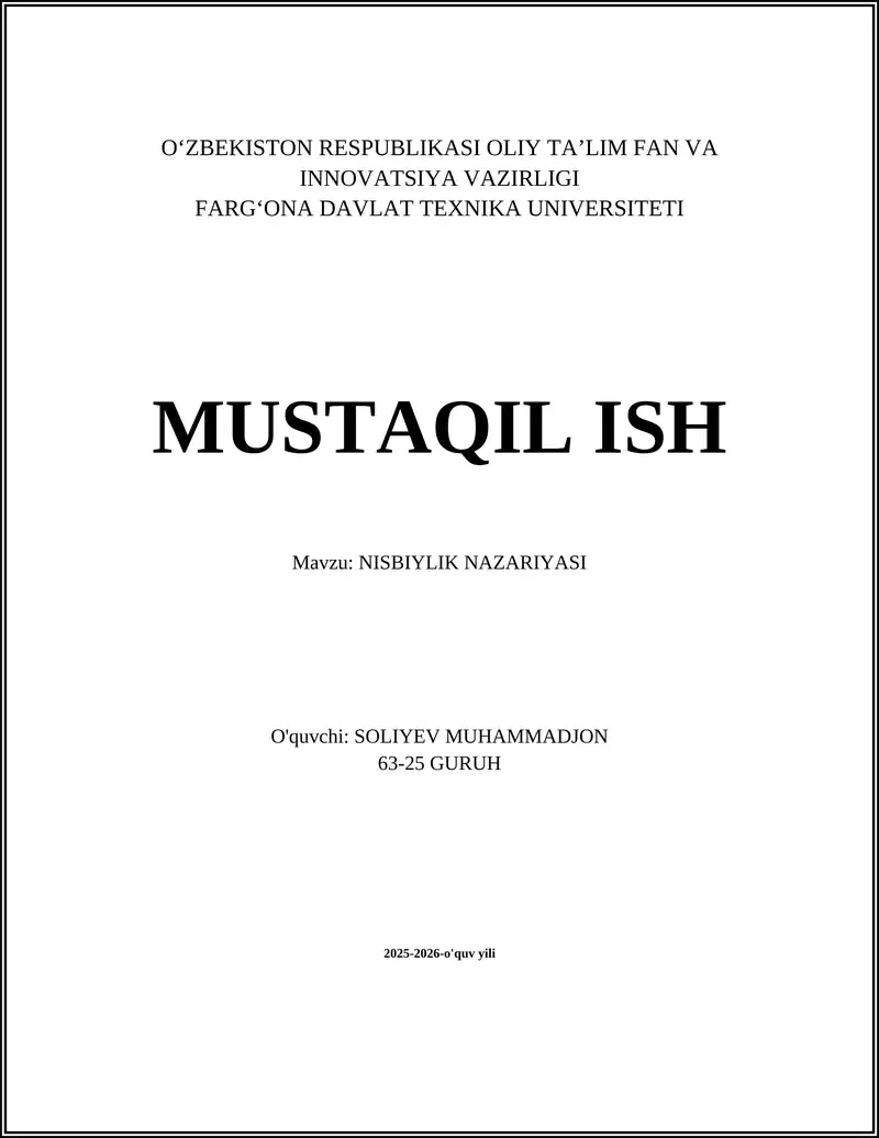 Nisbiylik Nazariyasi