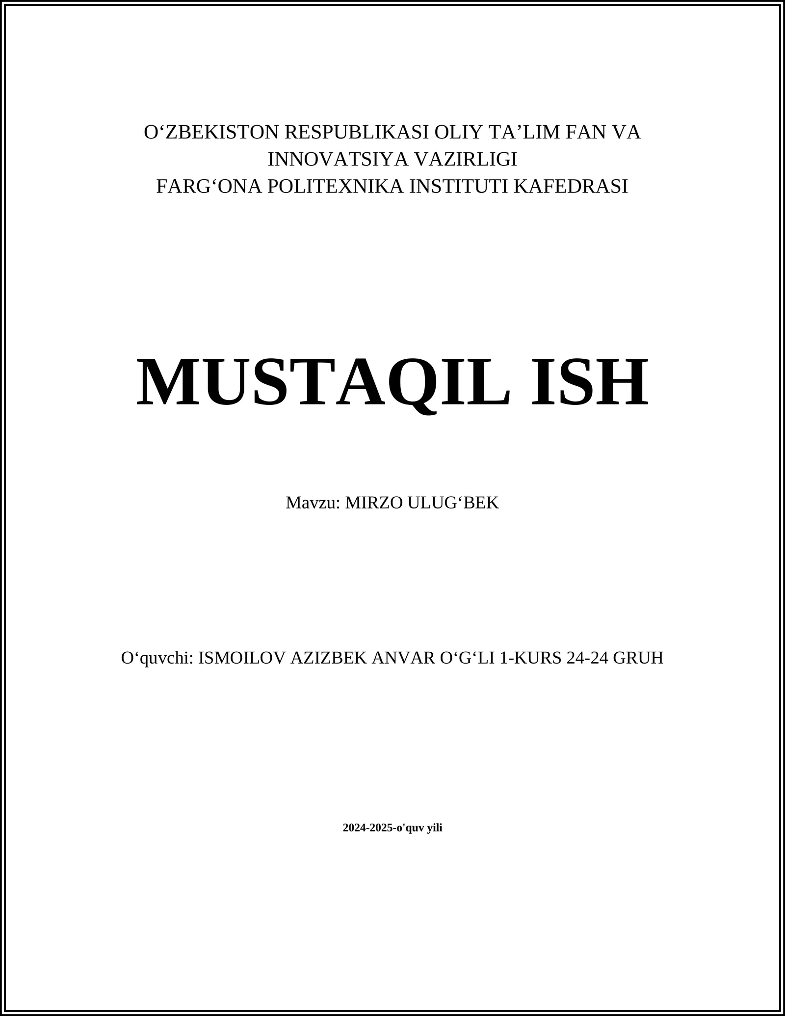 MIRZO ULUGʻBEK