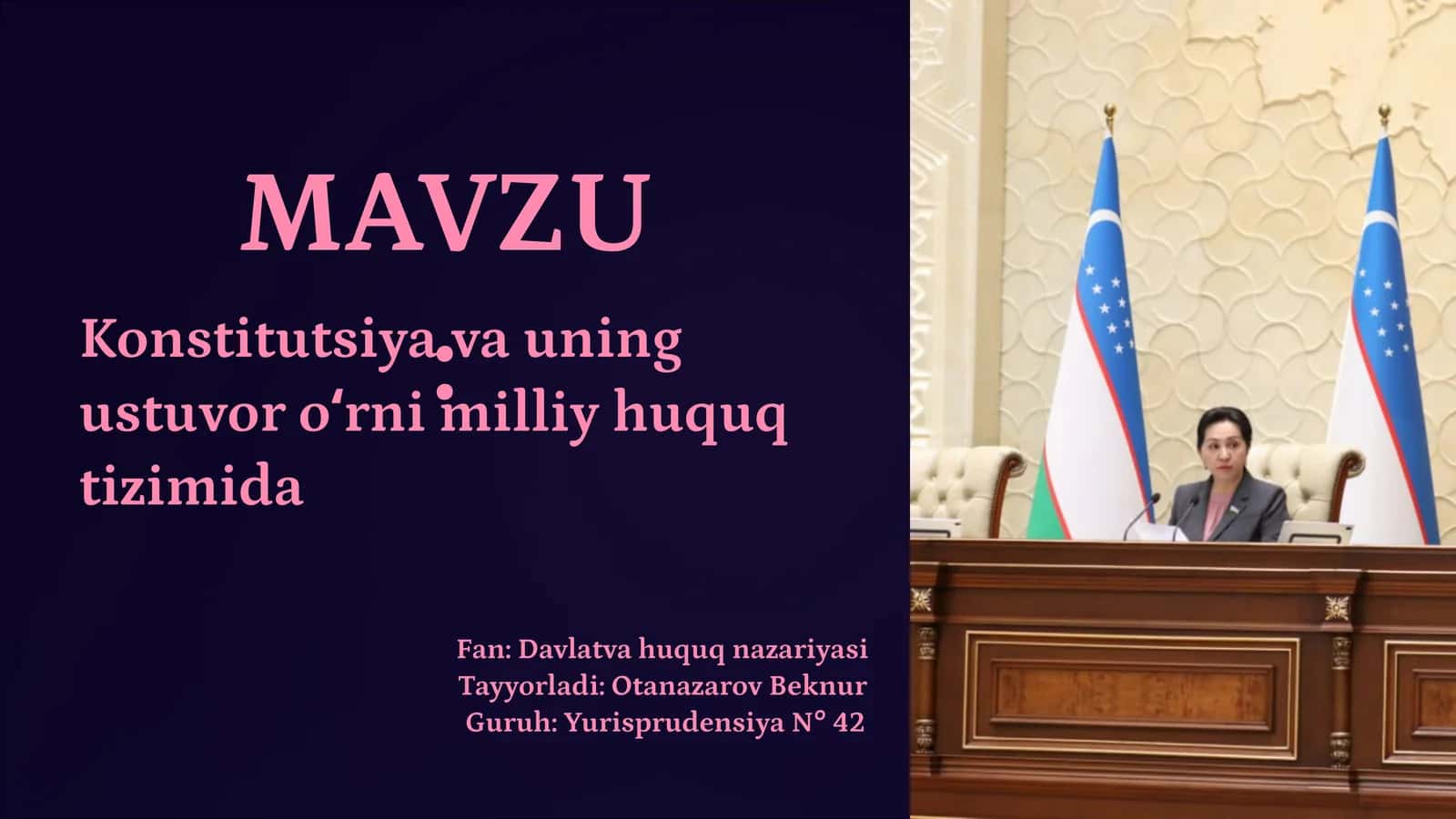 Konstitutsiya va uning ustuvor oʻrni milliy huquq tizimida