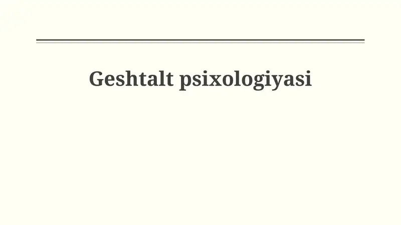 Gestalt psixologiyasi