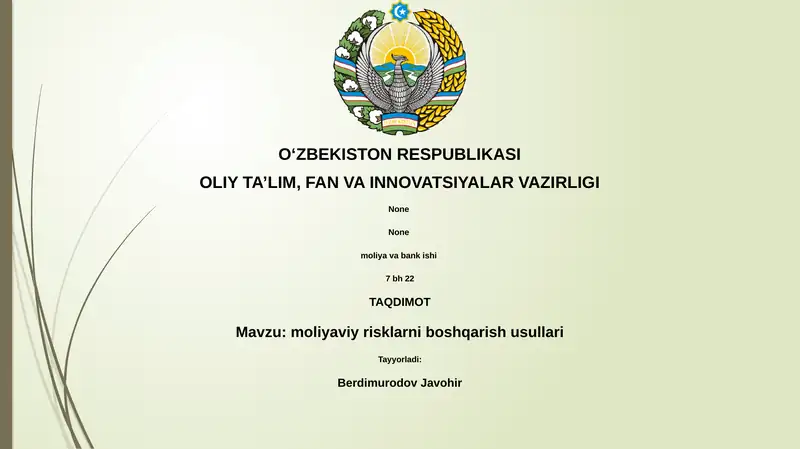 moliyaviy risklarni boshqarish usullari