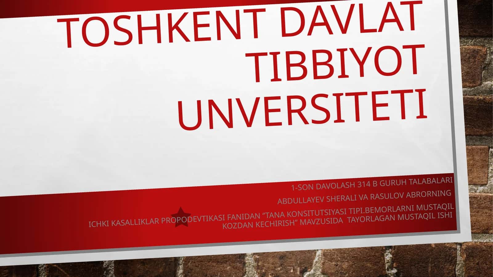 TANA KONSITUTSIYASI TIPI.BEMORLARNI MUSTAQIL KOZDAN KECHIRISH