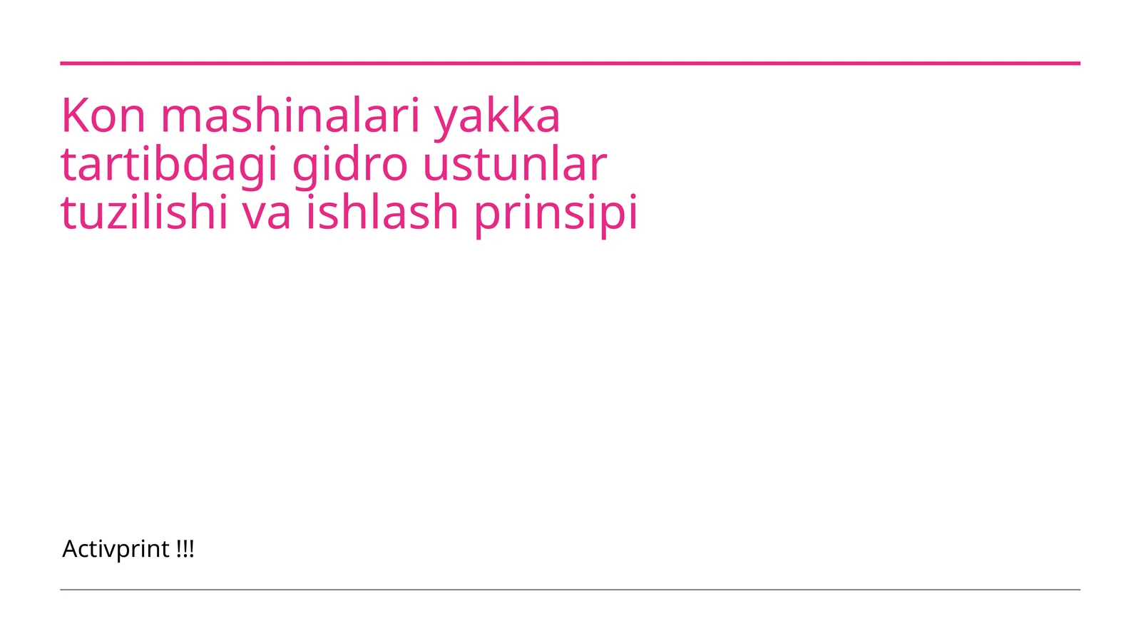 Kon mashinalari yakka tartibdagi gidro ustunlar tuzilishi va ishlash prinsipi