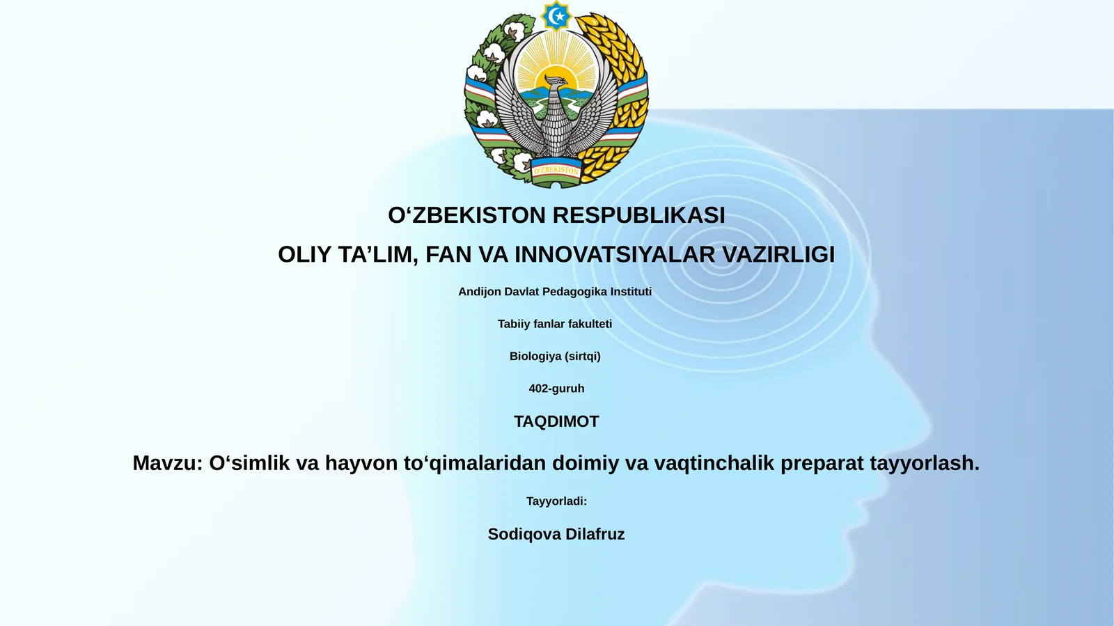 Oʻsimlik va hayvon toʻqimalaridan doimiy va vaqtinchalik preparat tayyorlash