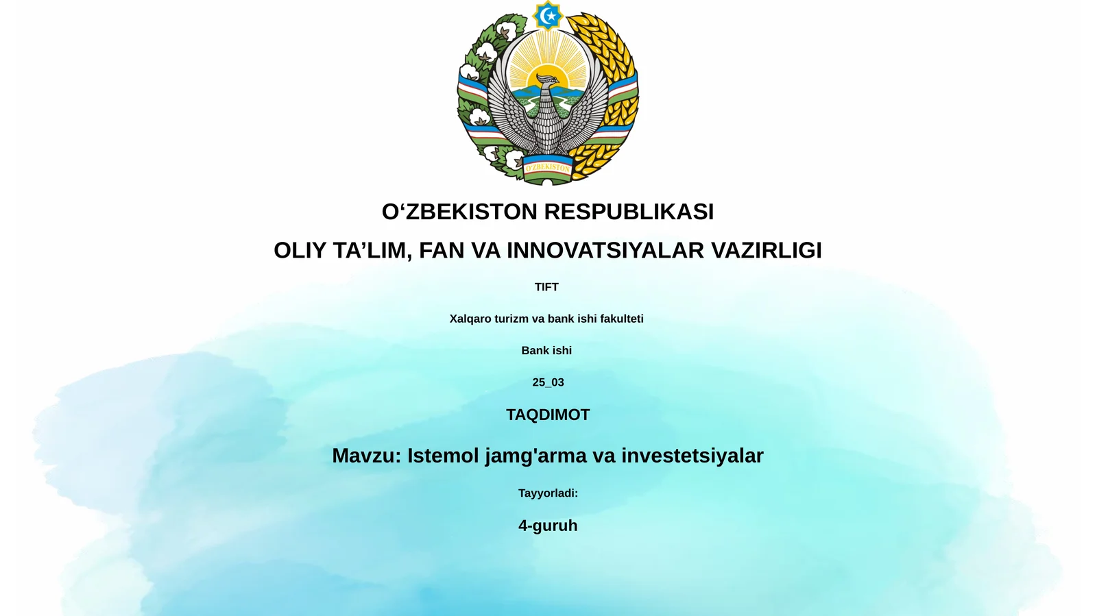 Istemol jamg'arma va investitsiyalar