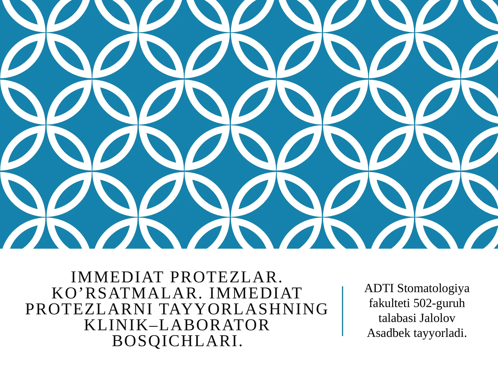 Immediat protezlar. Ko’rsatmalar. Immediat protezlarni tayyorlashning klinik–laborator bosqichlari.