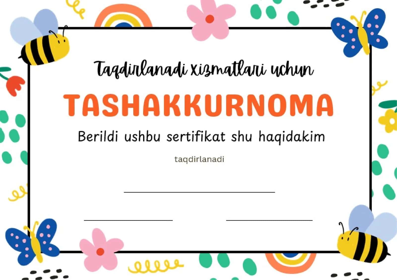 TASHAKKURNOMA