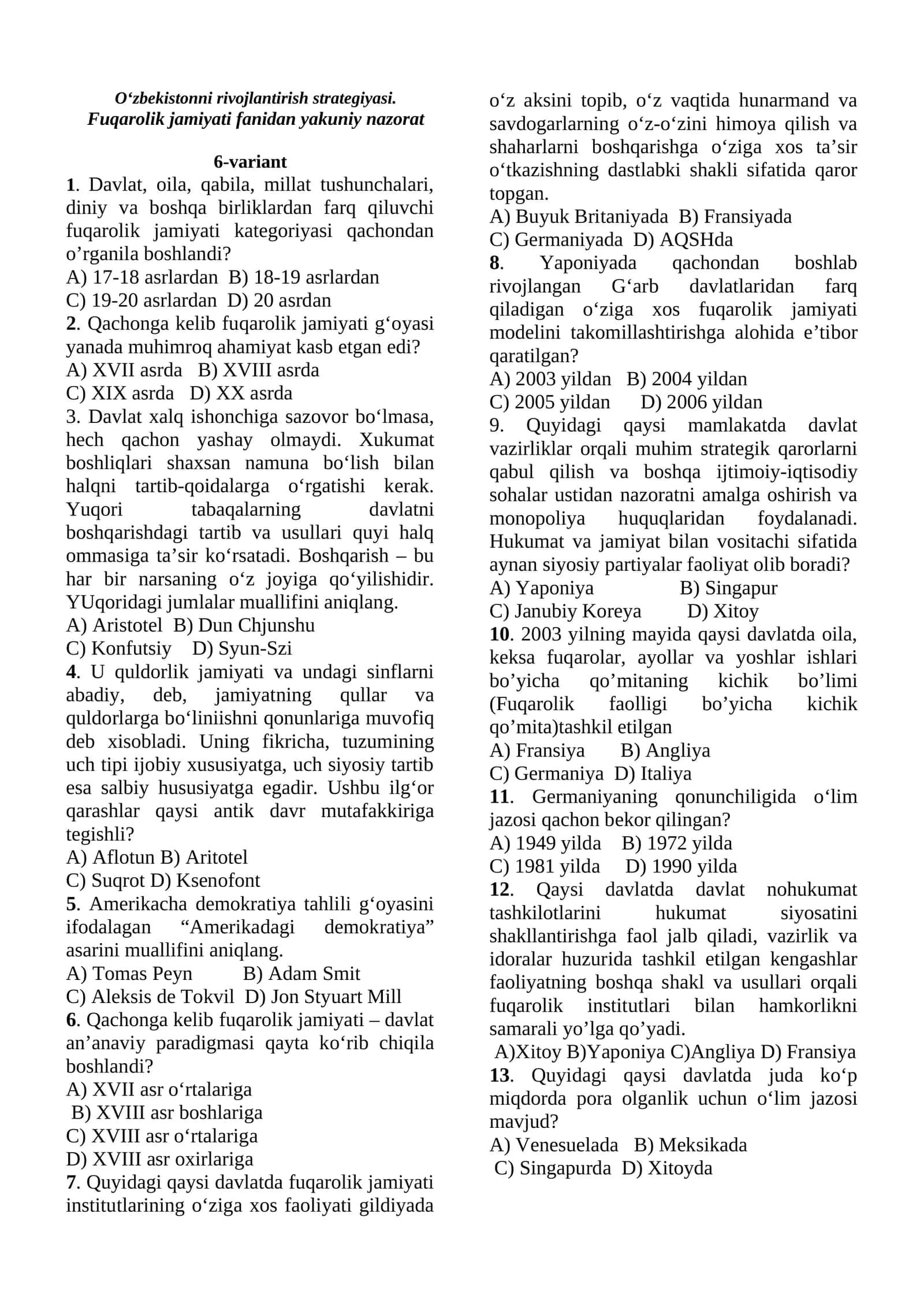 O‘zbekistonni rivojlantirish strategiyasi