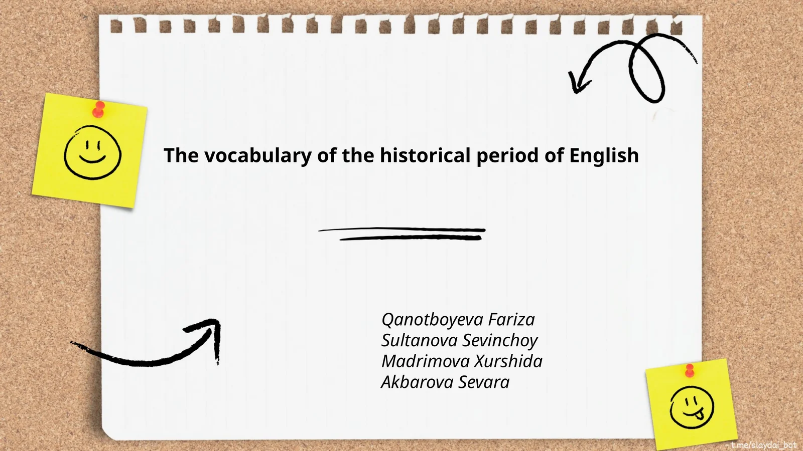 The vocabulary of the historical period of English