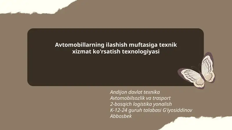 Avtomobillarning ilashish muftasiga texnik xizmat ko'rsatish texnologiyasi