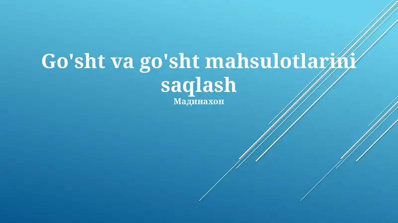 Go'sht va go'sht mahsulotlarini saqlash