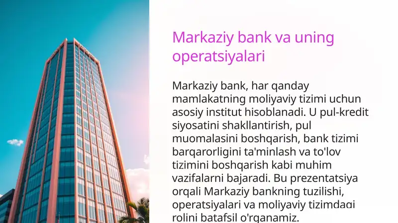 Markaziy bank va uning operatsiyalari