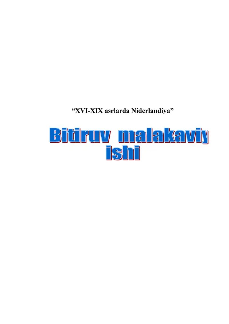 XVI-XIX asrlarda Niderlandiya
