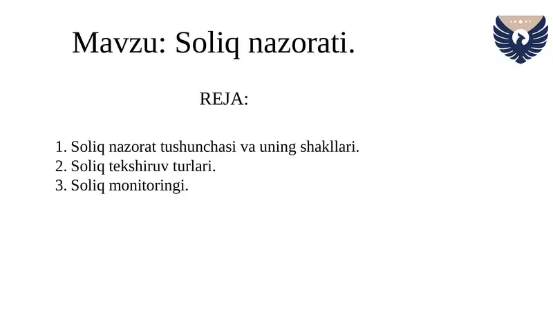 Soliq nazorati.