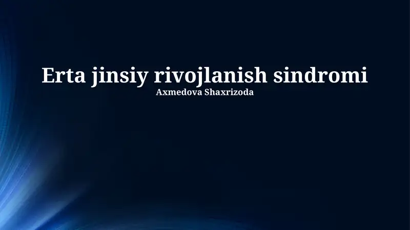 Erta jinsiy rivojlanish sindromi