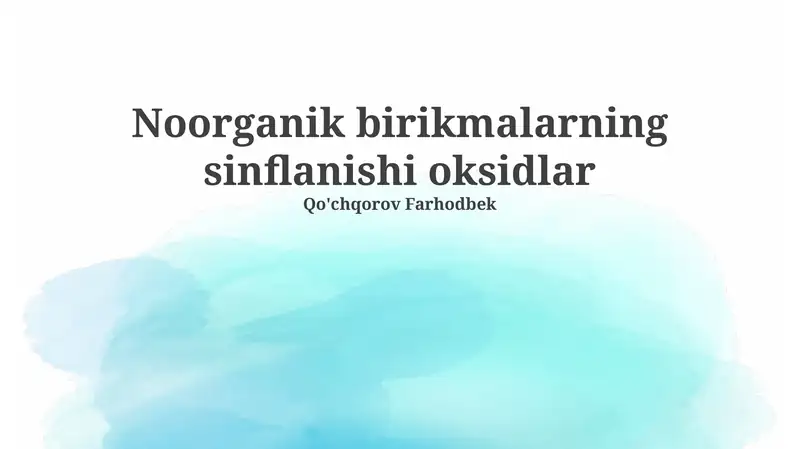 Noorganik birikmalarning sinflanishi oksidlar