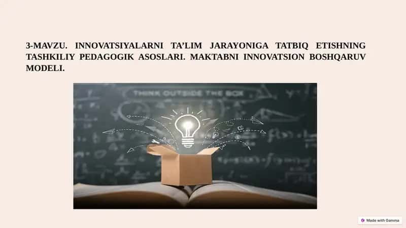 Innovatsiyalarni Ta’lim Jarayoniga Tatbiq Etish