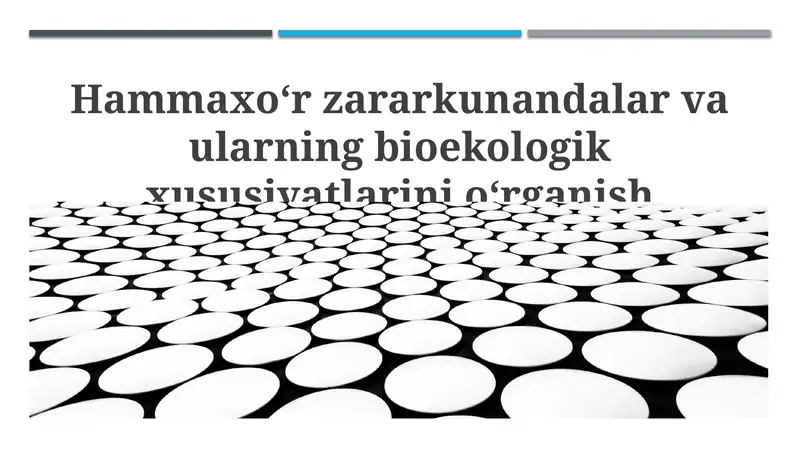So'ruvchi zararkunandalar va ularning bioekologik xususiyatlarini oʻrganish