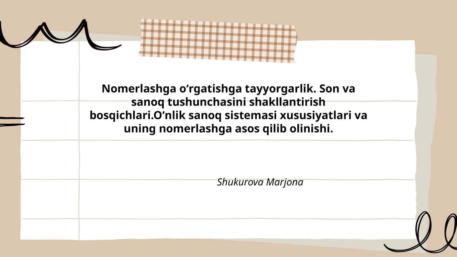 Nomerlashga oʻrgatishga tayyorgarlik