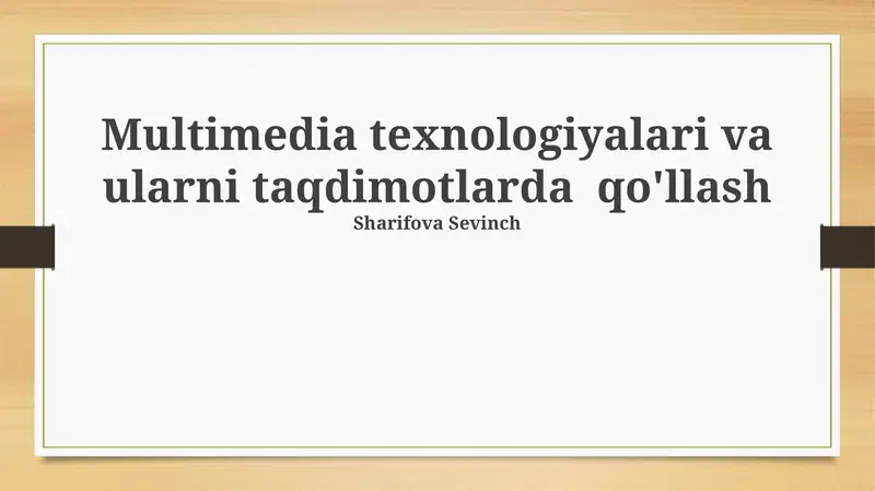 Multimedia texnologiyalari: Ta'rif va elementlar