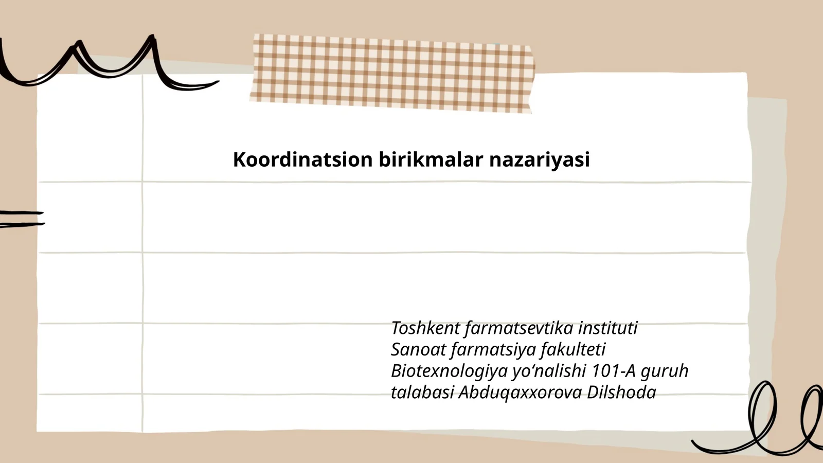 Koordinatsion birikmalar nazariyasi