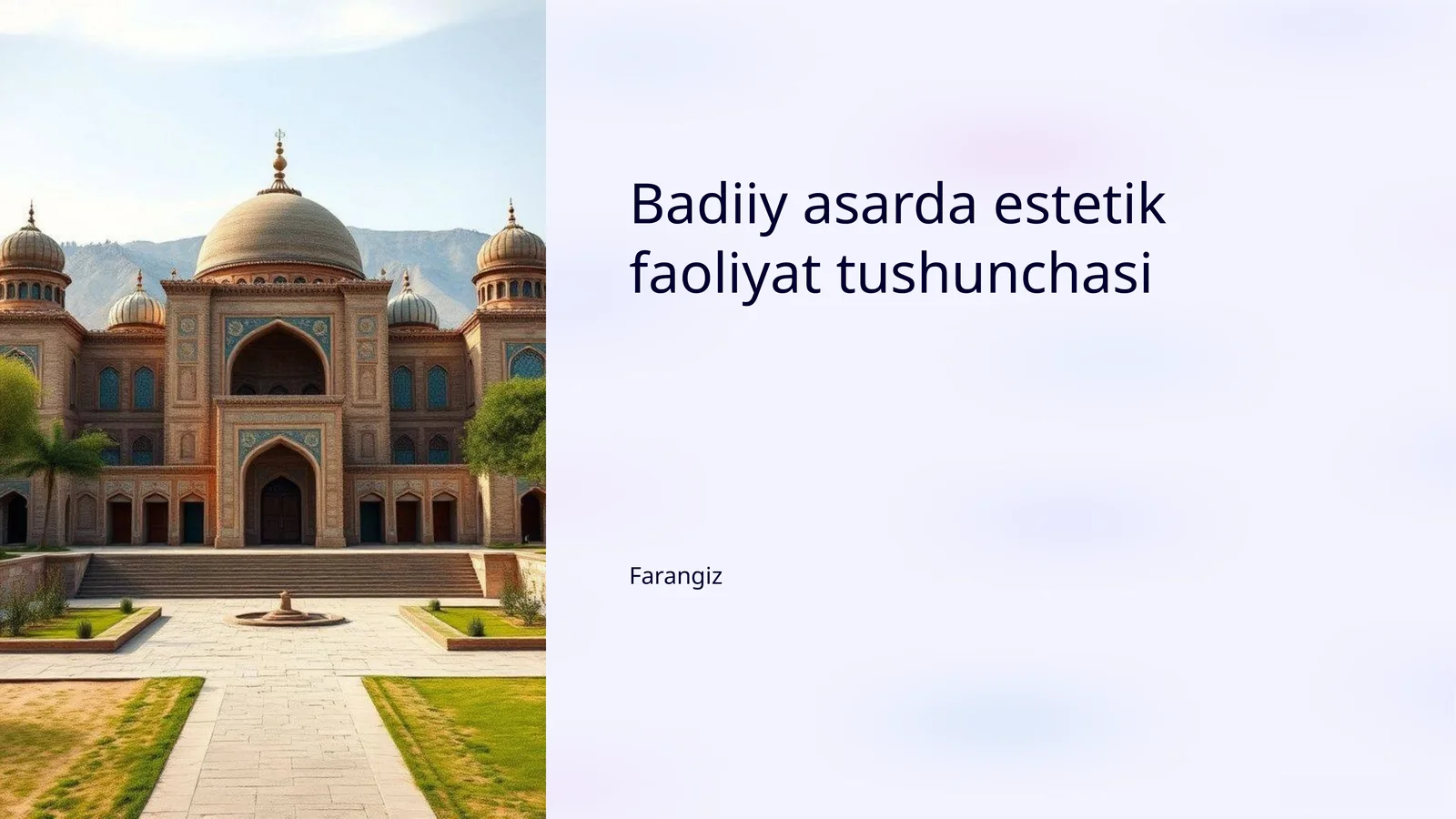 Badiiy asarda estetik faoliyat tushunchasi