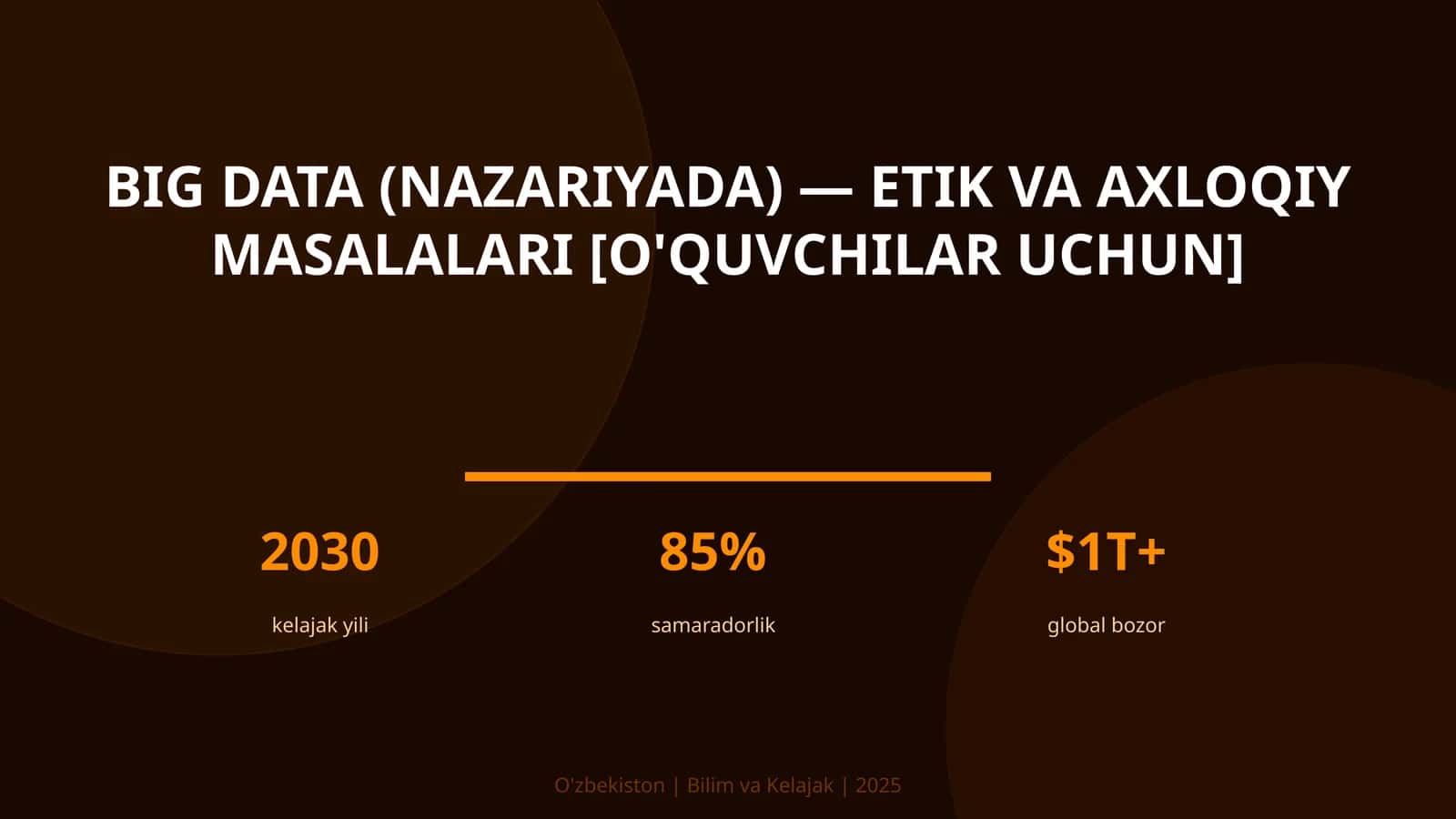 BIG DATA (NAZARIYADA) — ETIK VA AXLOQIY MASALALARI [O'QUVCHILAR UCHUN]