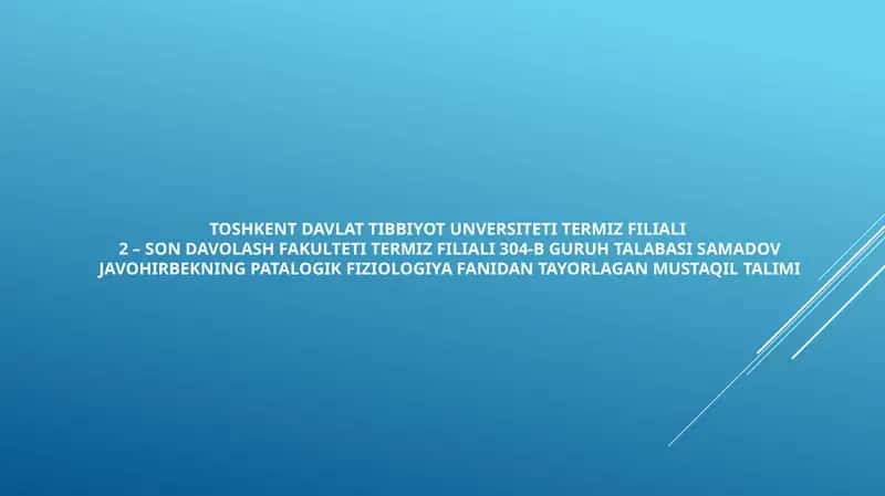 Arterial gipotenziyalar, ularning turlari, sabablari va rivojlanish mexanizmlari