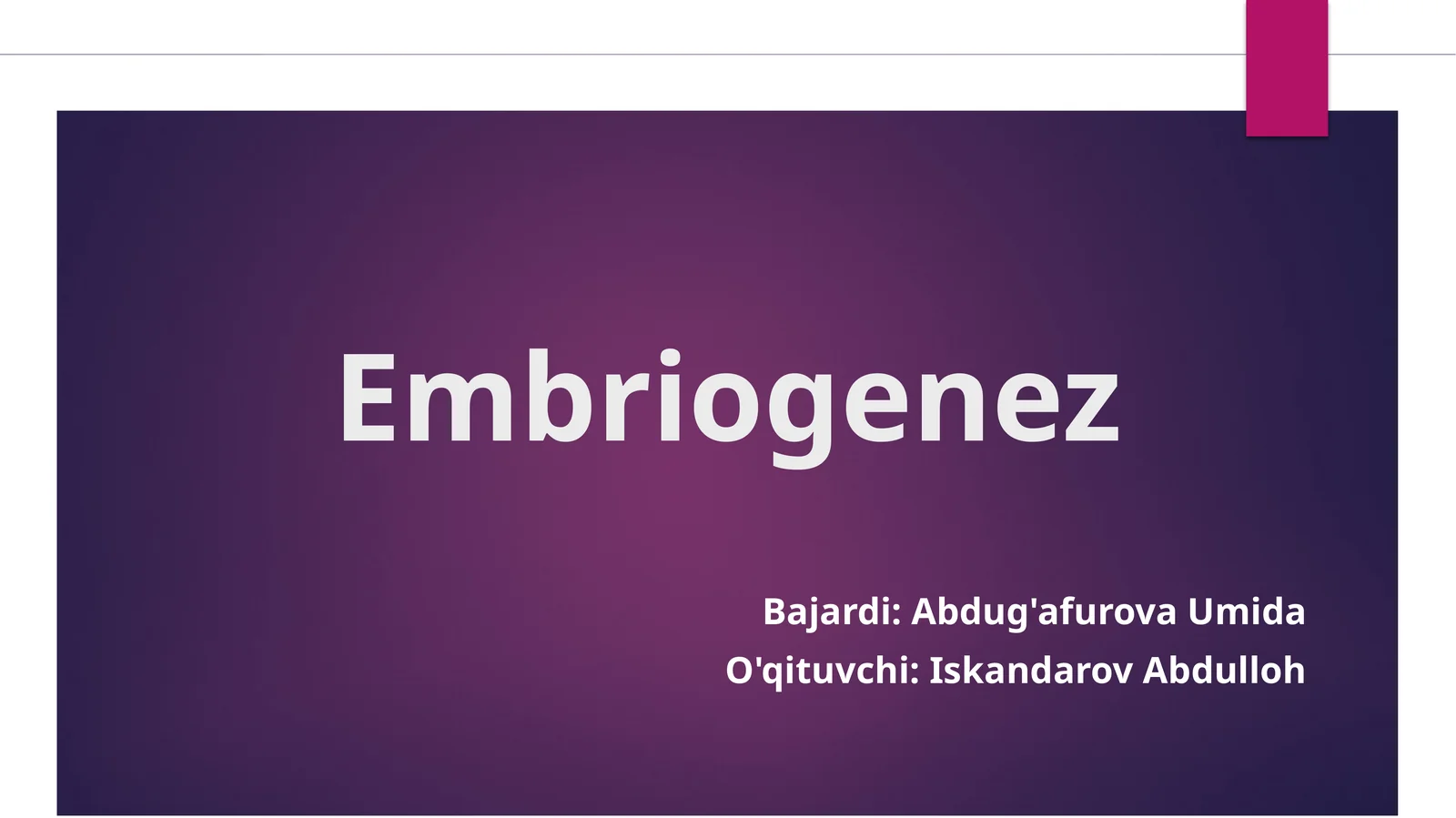 Embriogenez